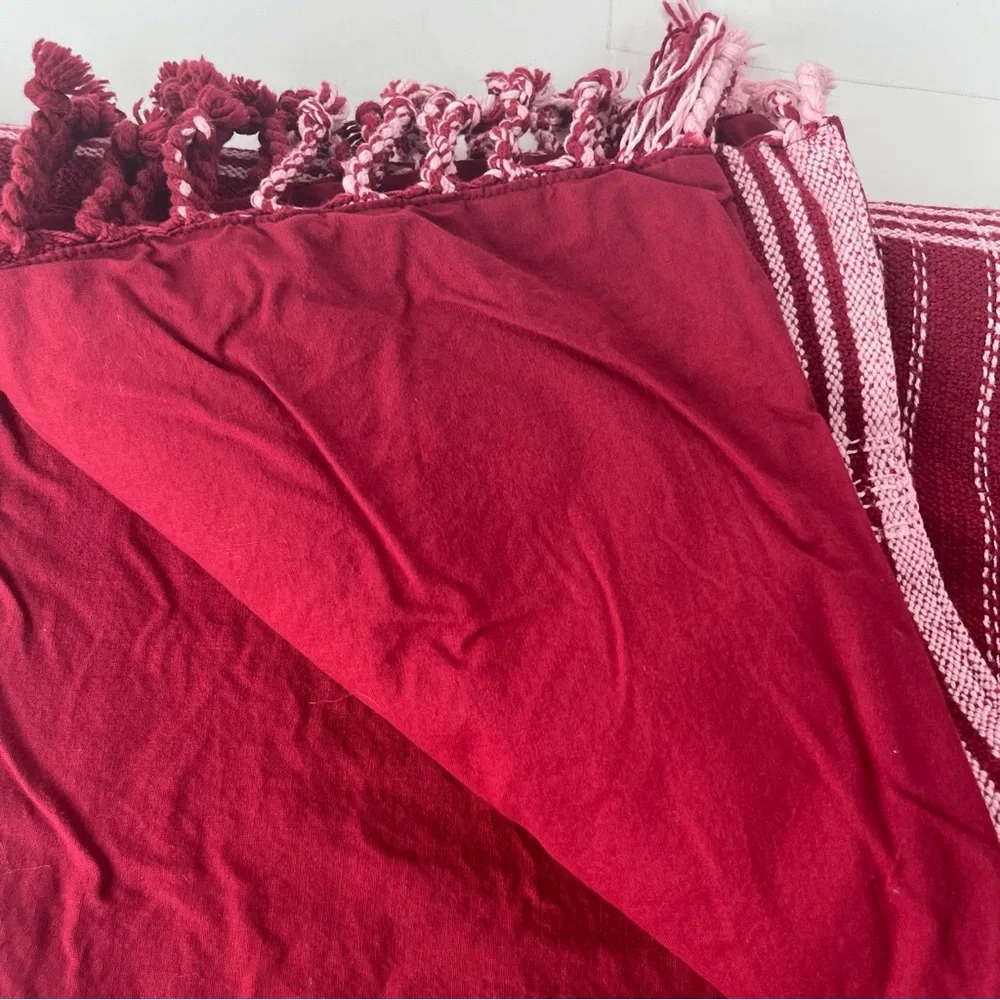 Pottery Barn Table Cloth Throw Watson Red Plaid 50x50 100% Cotton Holiday Classi